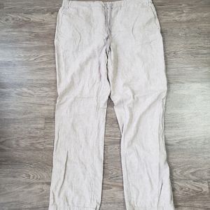 Long Tall Sally Oatmeal Linen Blend Lightweight Drawstring Pants Beach Boho 18